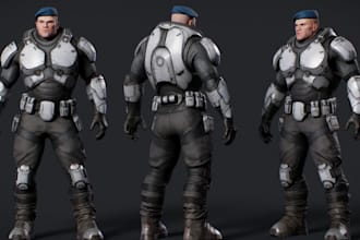 3d game character,sci fi horror,texturing sculpting,animate blender,rig3d model