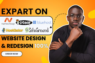design wordpress website on bluehost hostinger godaddy namecheap