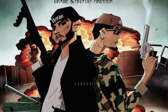 draw a dope cartoon cover art for your song or album with motion