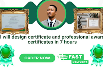 design certificate and professional award certificates in 7 hours
