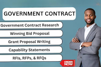 prepare winning bid proposal, research, and response to rfp, government contract