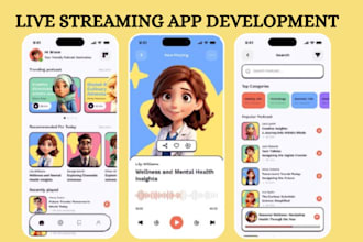 develop video streaming app live streaming app music streaming app website app