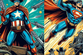 superhero comic book cover, comic book illustratio