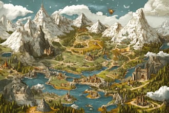 create a custom fantasy map for fantasy, scifi, book