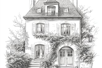 sketch landscape, house or building