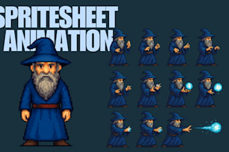 create 2d spritesheet animation, pixel sprite character sheet for video game