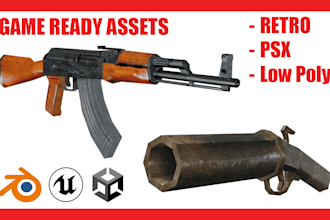 create low poly, retro, ps1, psx style game assets and 3d models