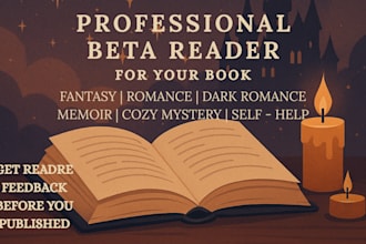 be your alpha and beta reader for fantasy romance dark romance memoir self help