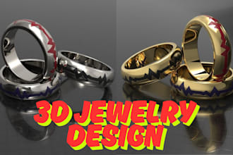 do jewelry design, ring, pendant, necklace cad, grills, cgi for 3d jewel design