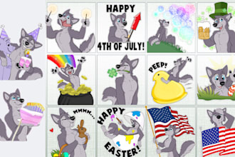 draw furry telegram stickers design discord nsfw stickers fursona art commission