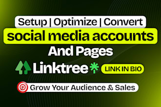setup optimize social media pages and accounts with linktree link in bio