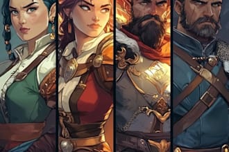 draw dnd art, fantasy character, creature, and dnd party