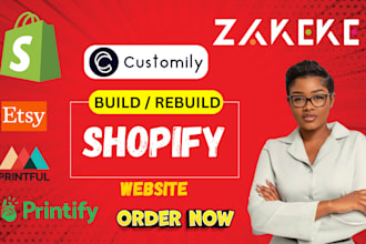 redesign shopify ecommerce website development, zakeke customily etsy printify