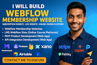 build webflow membership learndash subscription lms cms website memberstack xano