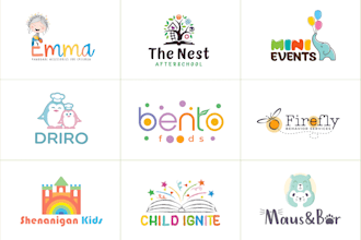 design a cute mascot logo for kids clothing or toy brands