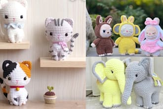 write amigurumi crochet pattern with step by step photo and video tutorial, etsy