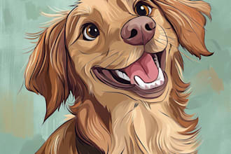 create a custom disney pet portrait illustration