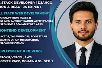 do django, python, react js websites as a full stack developer