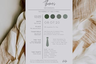 design editable groomsmen info cards and gift templates