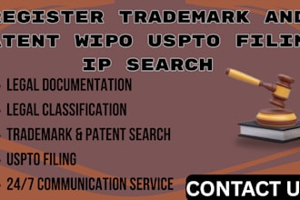 register trademark and patent wipo uspto filing IP search legal branding USA