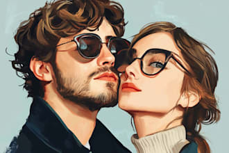 do disney couple portrait illustration, family portrait