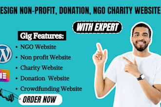 nonprofit, charity, ngo, 501c3, donation, non profit website on wordpress, wix