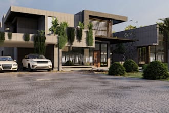 craft 3d contemporary house,modern apartment,outdoor patio,zen garden,skp render