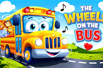make attractive youtube cartoon thumbnails with using ai for kids videos or song