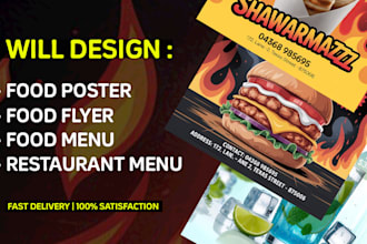 design amazing food menu, posters and flyers