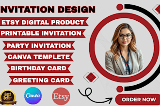 design custom invitation card digital editable canva template and more