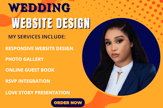 design an elegant wedding website with custom rsvp form digital information