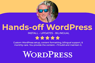 do wordpress setup, content updates, bilingual support