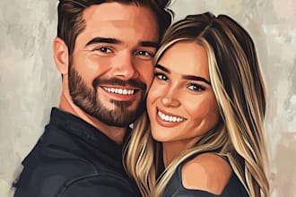 draw your couple into lovely disney cartoon portrait