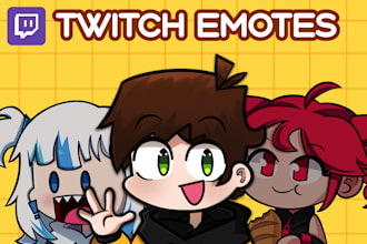 draw custom twitch emotes, chibi emotes, for streams