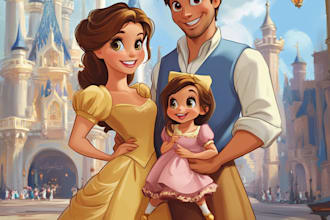 draw disney family portrait illustration