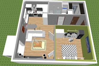 design a clean and simple 3d layout using sweet home 3d