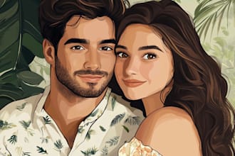 illustrate a vintage couple portrait