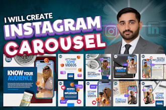 create linkedin carousels, instagram carousel, facebook ad design, feed banner