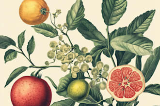 create a beautiful vintage botanical illustration poster