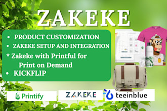 do zakeke setup and integration with product customizer and printful