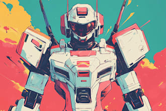 draw characters, robot, mecha for you