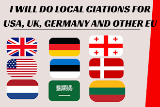 build high quality local citations for canada, poland, netherlands, estonia, USA