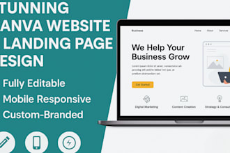 create stunning canva website, canva landing page, canva business website