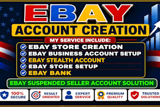 do ebay account creation, ebay store setup, ebay listing, ebay SEO