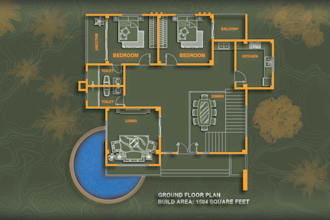 render floor plan site plan elevation interior and master plan in photoshop