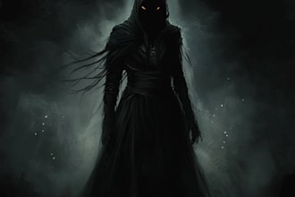 create dark art horror illustration for album cover and more
