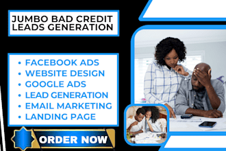 generate jumbo bad credit mortgage lead qualification based facebook ads website