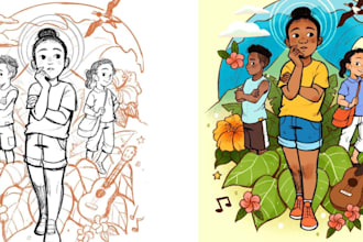 design children book illustration picture book, kids story book cover
