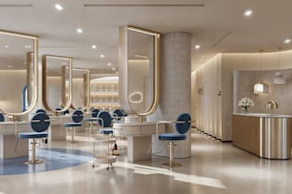luxury 3d interior barber salon, beauty salon, makeup studio, spa, boutique,VR