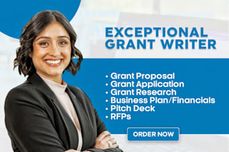 write grant proposal, research, application, business plan, pitch deck